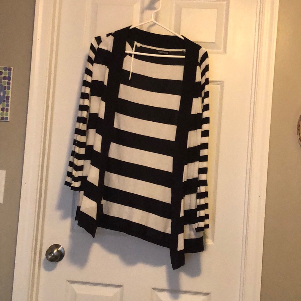 Striped navy and white cardigan